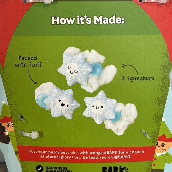 BARK Gnawty or Nice Winter Snowflakes Trio Christmas Dog Toy New Barkbox - Picture 7 of 10